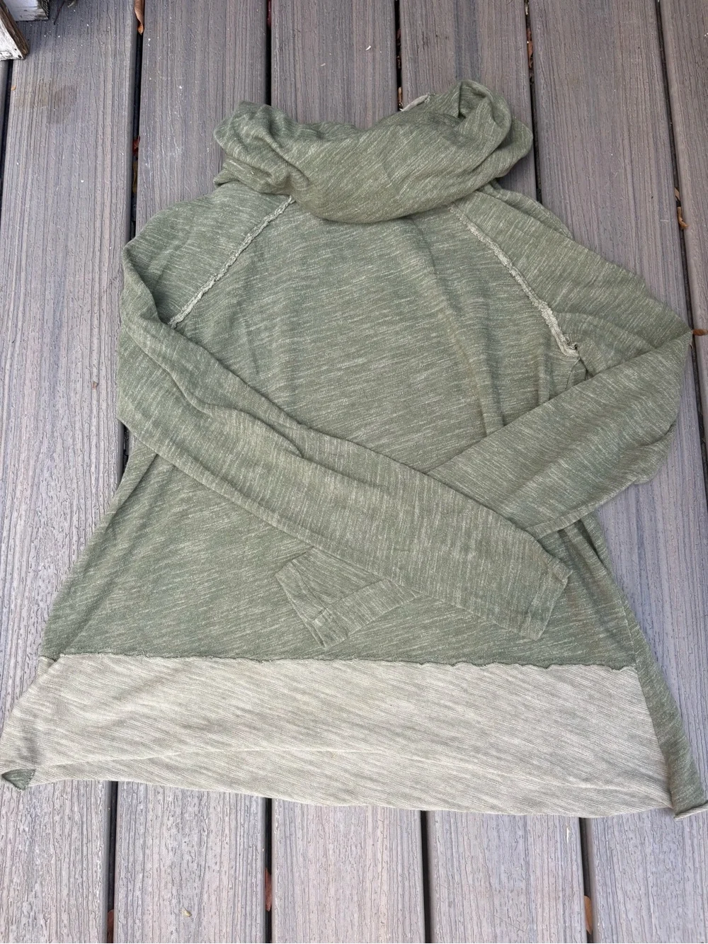 Free People Olive Green Cowl Neck Lightweight Sweater